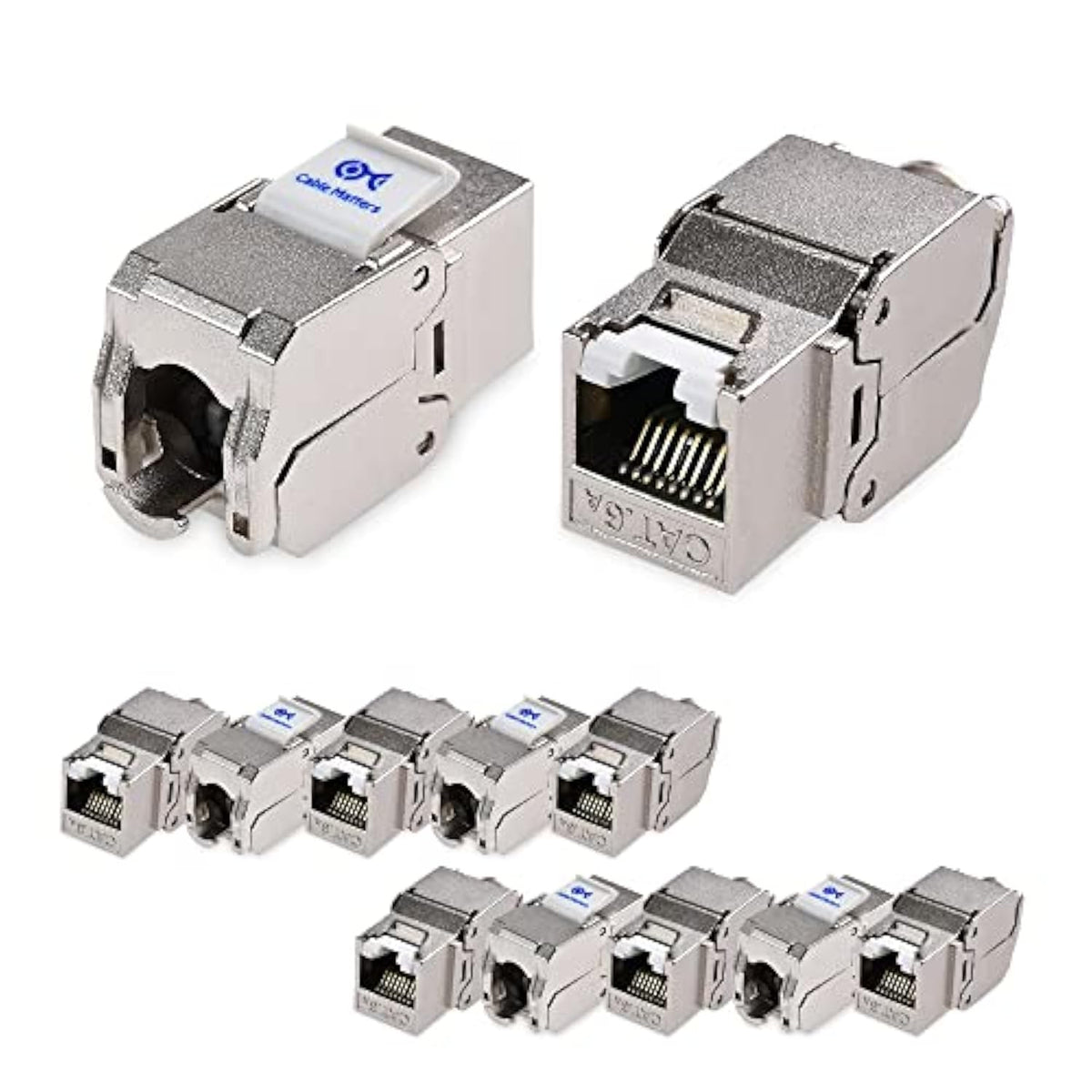 Cable Matters UL Listed 12-Pack RJ45 Shielded Keystone Jack with Integrated Sh