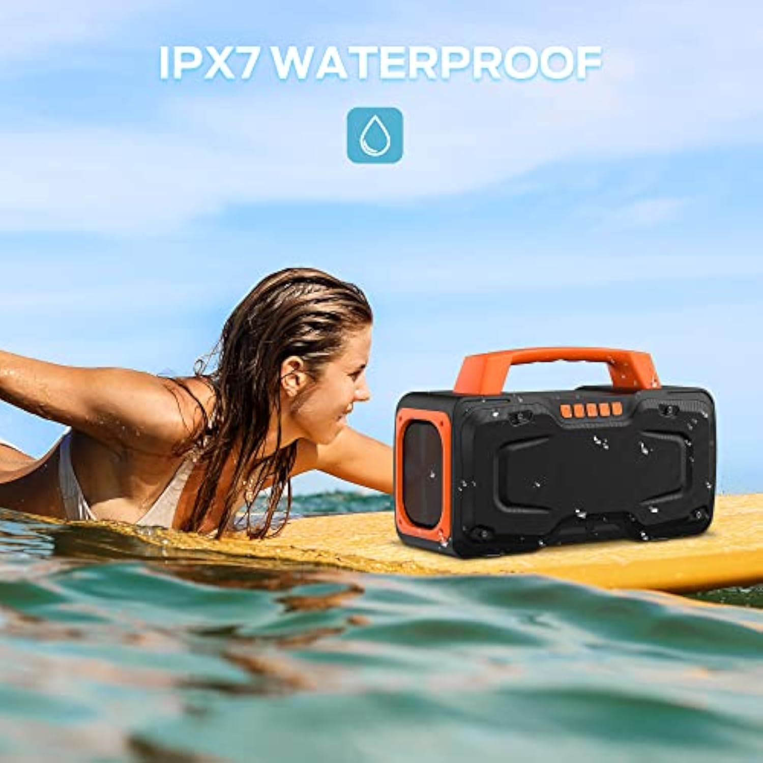 Bluetooth Speaker - 80W Portable Wireless Speaker Ipx7 Waterproof, 24H Playtime, Mic & Aux Usb, Perfect For Parties & Pool