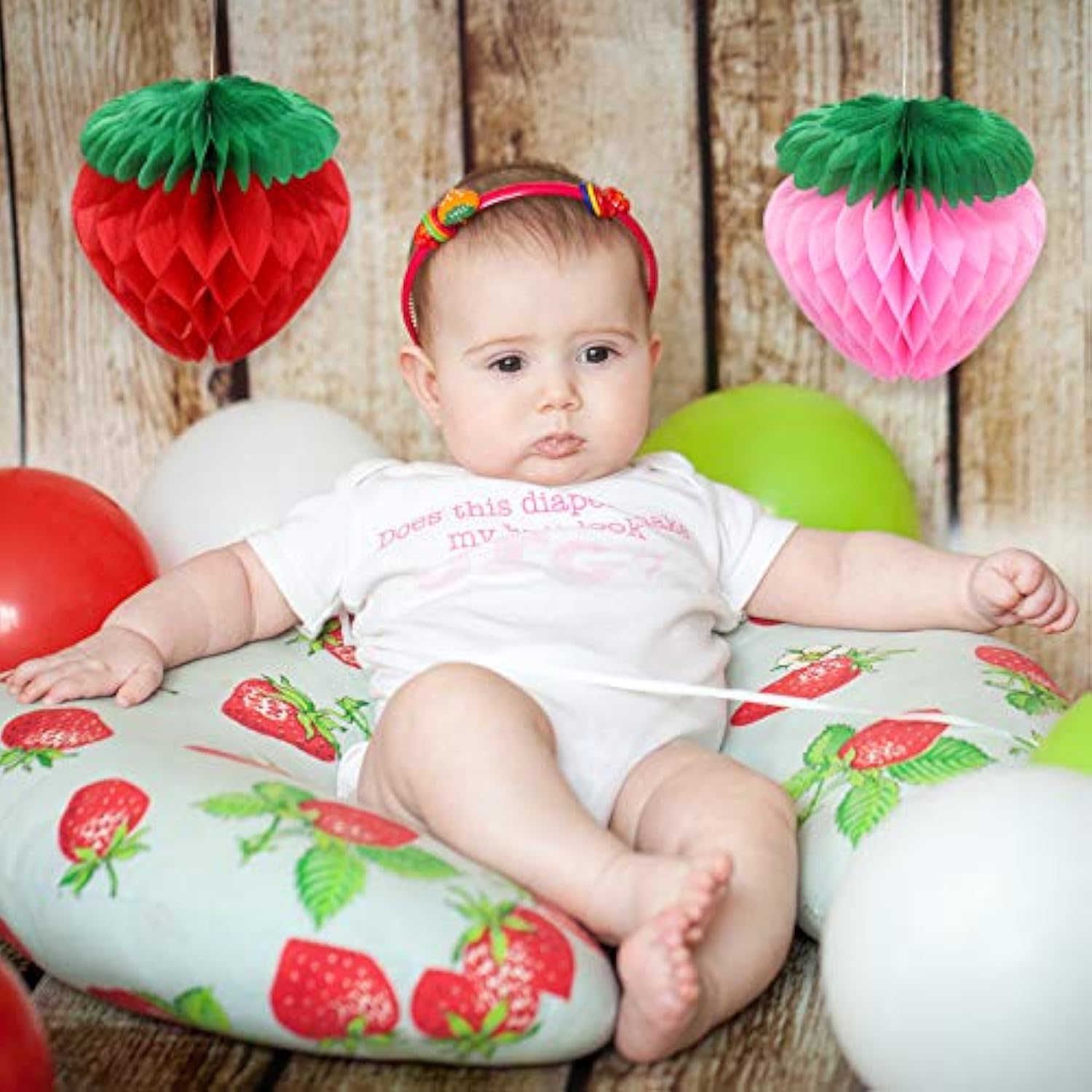 10 Pieces 6 Inch Paper Strawberry Honeycomb Ball Tissue Paper Strawberry Ball For Birthday Party Decoration(Red And Pink)
