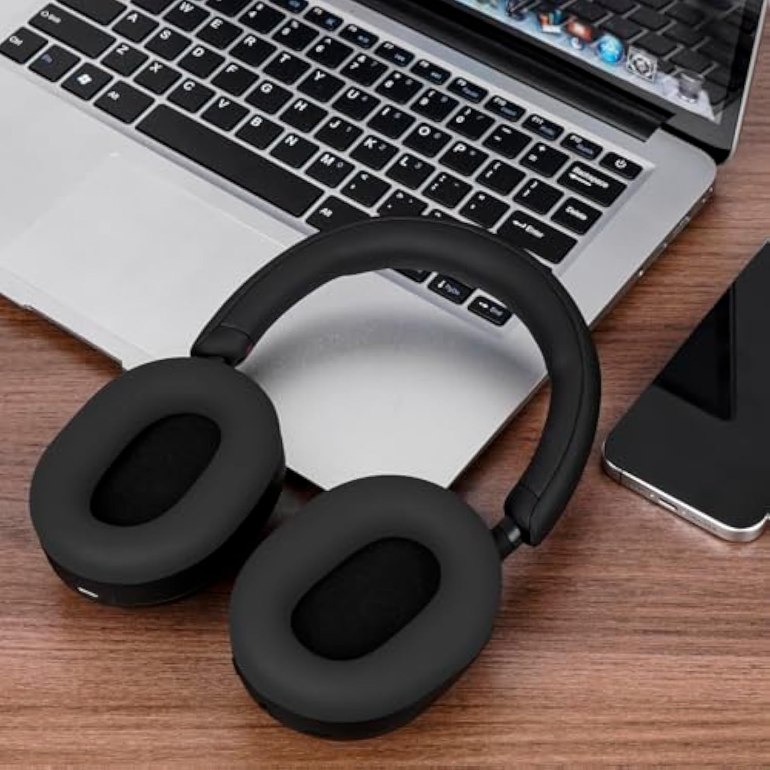 Geekria Silicone Earpads Cover Compatible with Sony WH-1000XM5, WH1000XM5 Wireless Headphones, Ear Cups Cover/Ear Cushions Cover Sweatproof & Easily Washable (Black)