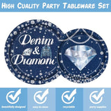 Denim And Diamonds Party Decorations Denim And Diamonds Birthday Plates And Napkins Forks Denim Themed Jeans Disposable Table Decor Supplies For Bachelor Bridal Shower Party Decor