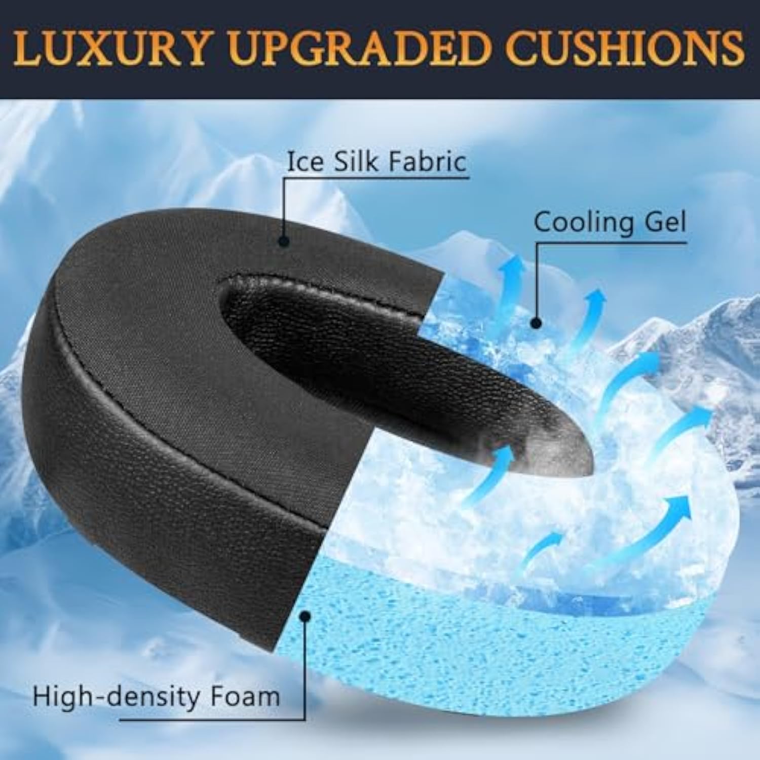 Cooling Gel Earpads Replacement For Anker Soundcore Space Q45 Headphones, Ear Pads Cushions With Ice Silk Fabric, High-Density Noise Isolation Foam - Black