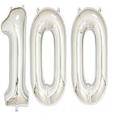 40Inch Silver Foil 100 Helium Jumbo Digital Number Balloons, 100Th Bir