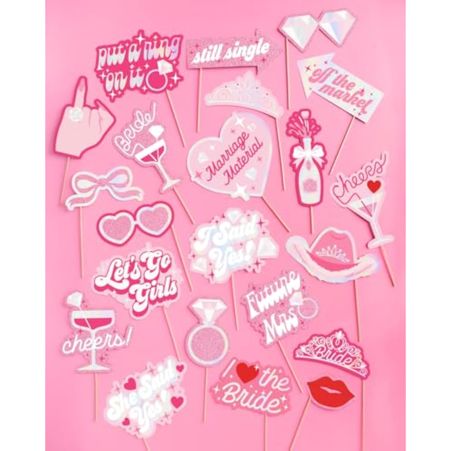 24pcs Bachelorette Photo Booth Props Rose Gold Bride Party Decorations