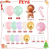 Christmas Balloon Garland Kit Gingerbread Arch with Pastel Metallic Balloons