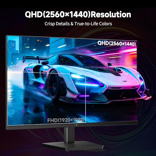 27 Inch Qhd Computer Monitor, 2K 100Hz Ips Gaming Monitor, 1440P Frameless Eye Care Pc Office Monitor With Hdmi/Dp, Freesync & G-Sync, Hdr10, Vesa, Tilt Adjustable