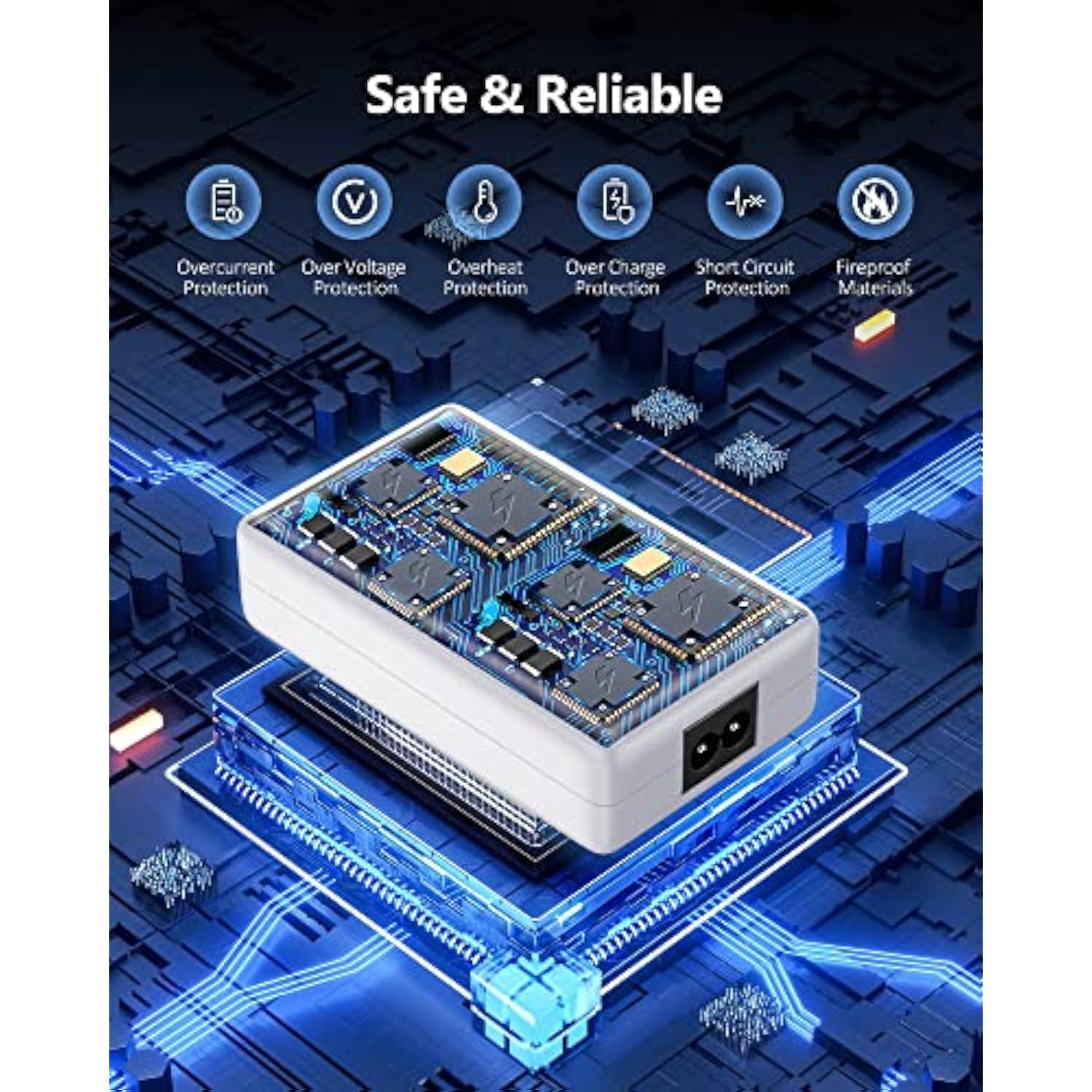 8-Port Usb Charger Station, 60W/12A Multi Port Usb C Hub With Lcd Display For Multiple Devices, Compact Desktop Charging For Iphone, Ipad, Samsung, Android Tablet