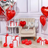 I Love You Balloons, 1 Pcs Red And Silver I Love You Banner Foil Letter Balloon And 2 Pcs Red Heart Foil Letter Balloon For Valentines Party Engagement Anniversary Wedding Decor Supplies