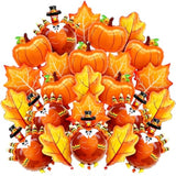 Thanksgiving Balloons Set 24Pcs Pumpkin Turkey Maple Leaf Foil Balloons for Fall Decor Indoor