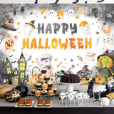 Happy Halloween Backdrop Cartoon Party Banner Spooky Ghost Photography Background 7x5ft