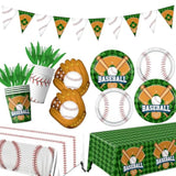 Baseball Party Decorations Tableware,143Pcs Baseball Plates And Napkins,Tablecloth Cups,Banner For Birthday Decorations Gameday Celebrations