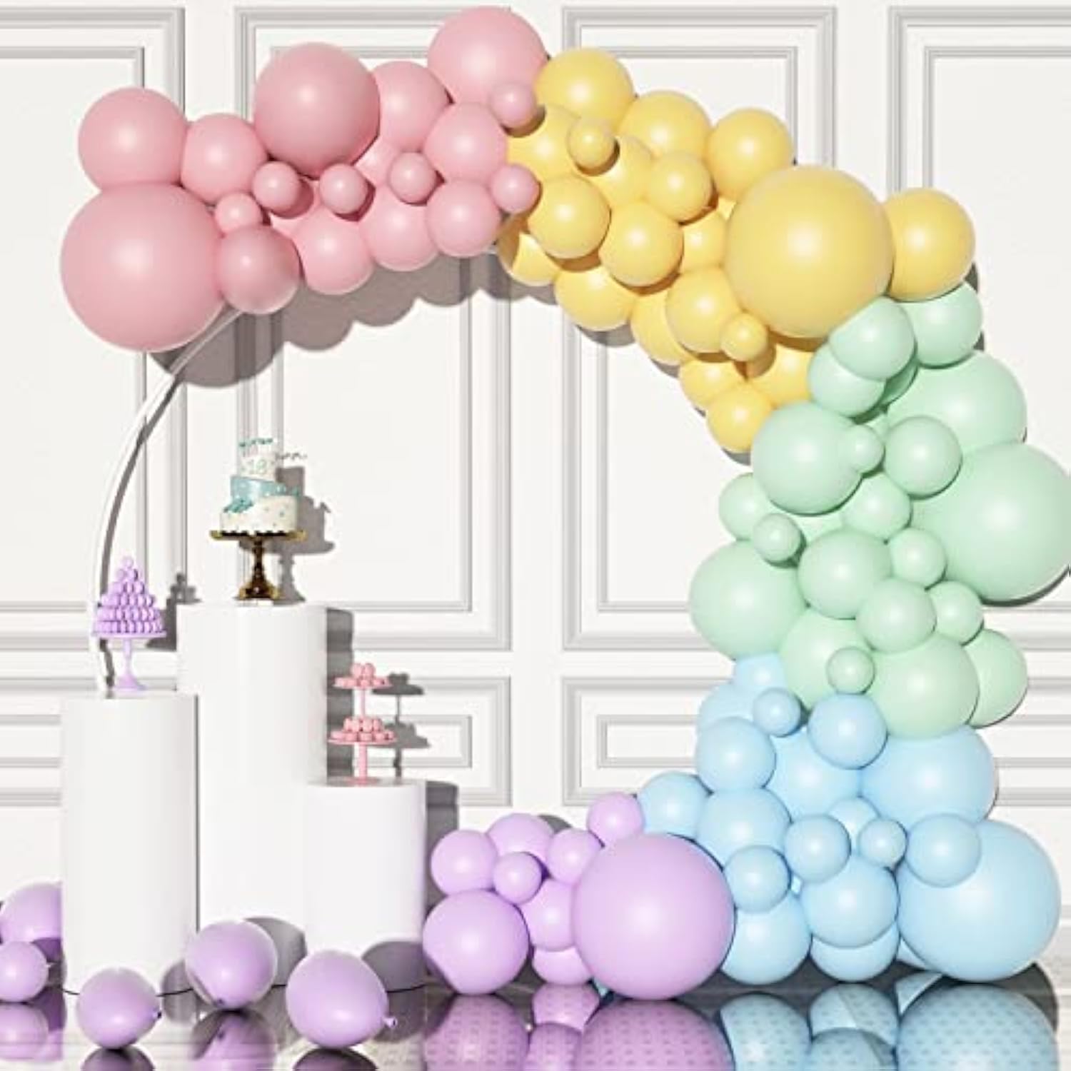 Pastel Balloon Garland Arch Kit With 122Pcs Easter Balloons In 5/10/12/18 Different Sizes, Macaron Perfect For Birthday Party, Graduation,Rainbow Decoration And Easter Balloons (Pastel Balloons)