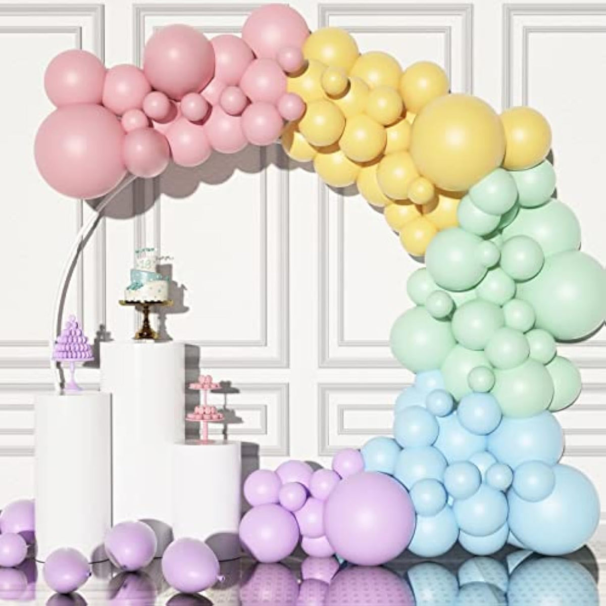 Pastel Balloon Garland Arch Kit With 122Pcs Easter Balloons In 5/10/12/18 Different Sizes, Macaron Perfect For Birthday Party, Graduation,Rainbow Decoration And Easter Balloons (Pastel Balloons)