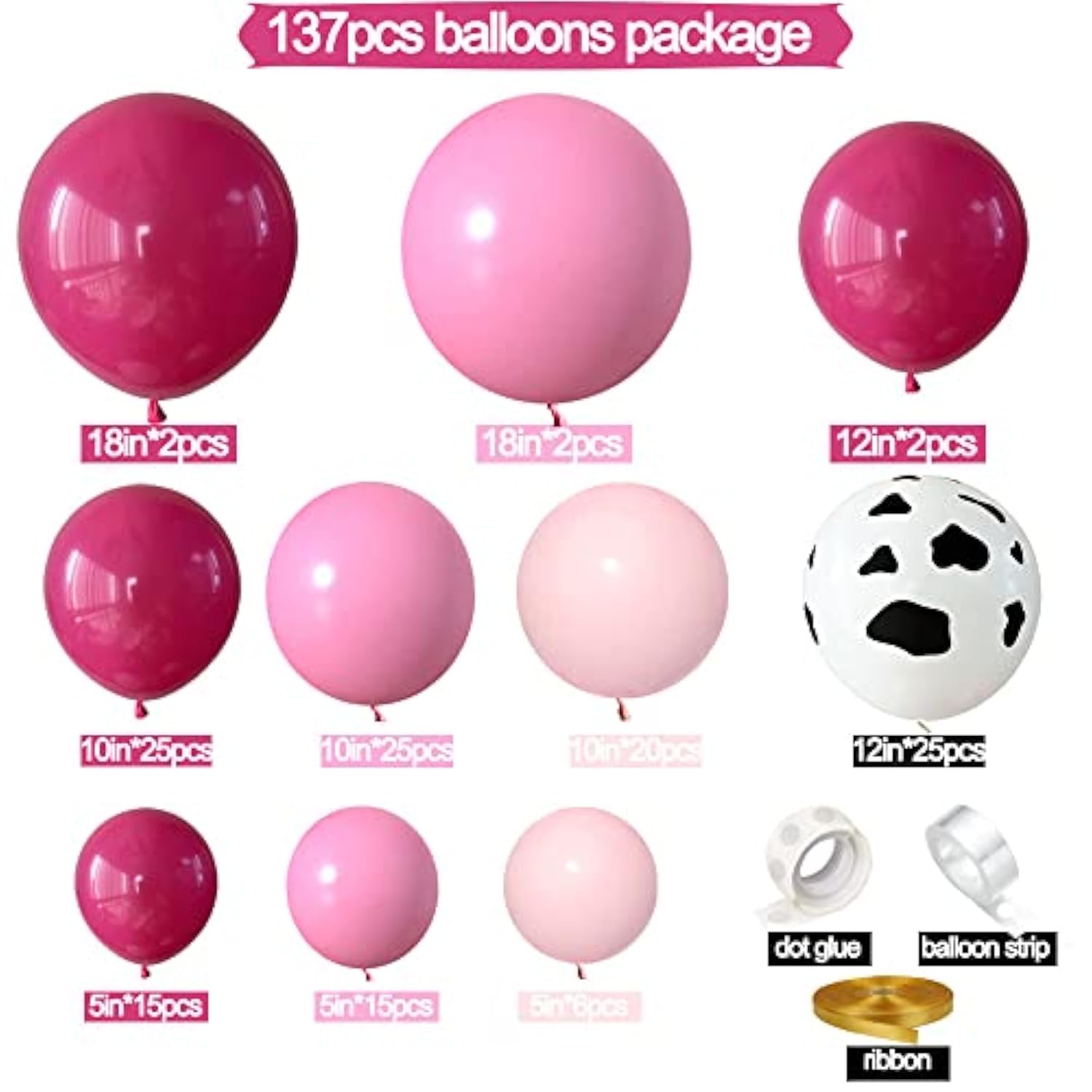 Cow Print Balloon Arch Kit Garland Kid Party Girl Birthday Rodeo Cowgirl 137Pcs