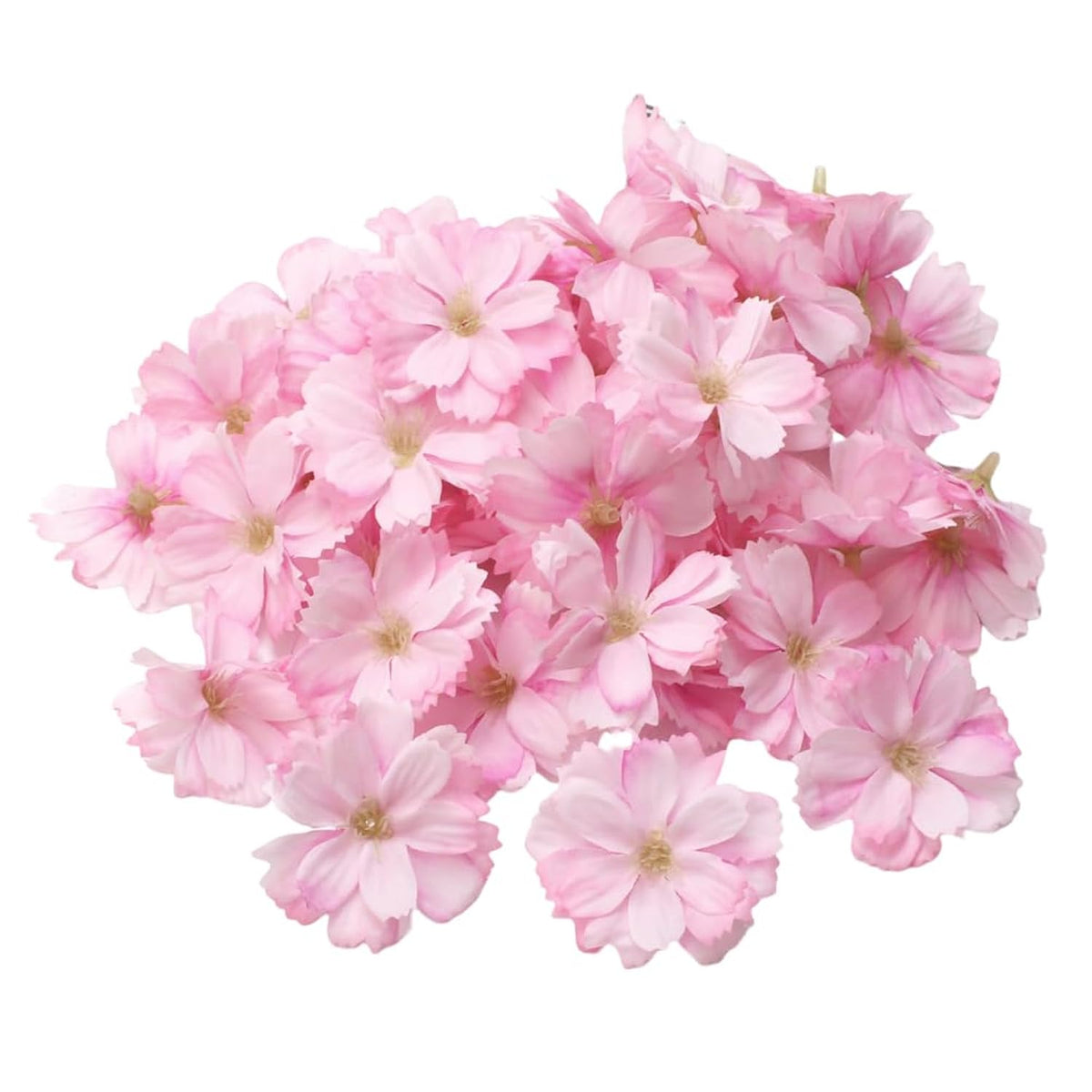 20Pcs Artificial Silk Cherry Blossom Flower Heads Fake Plum Blossom Flower Petals Fake Peony Daisy Decor For Bridal Hair Clips Headbands Dress Diy Accessories Wedding Party Decoration (Pink)