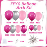 Pink And Silver Balloon Arch Kit, 120Pcs Pastel Pink Hot Pink Silver 4D Star Balloons For Girl For Baby Princess Theme Party Birthday Girl Baby Shower Anniversary Wedding 2025 Graduation