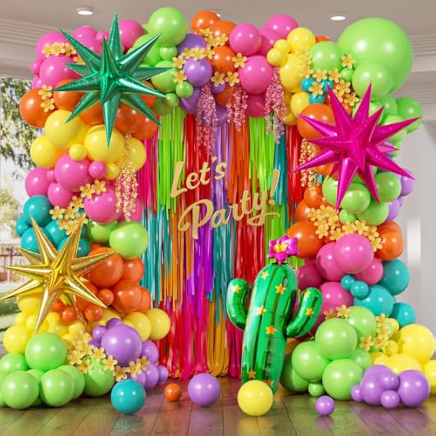 158Pcs Mexican Fiesta Balloon Garland - Colorful Party Arch Kit