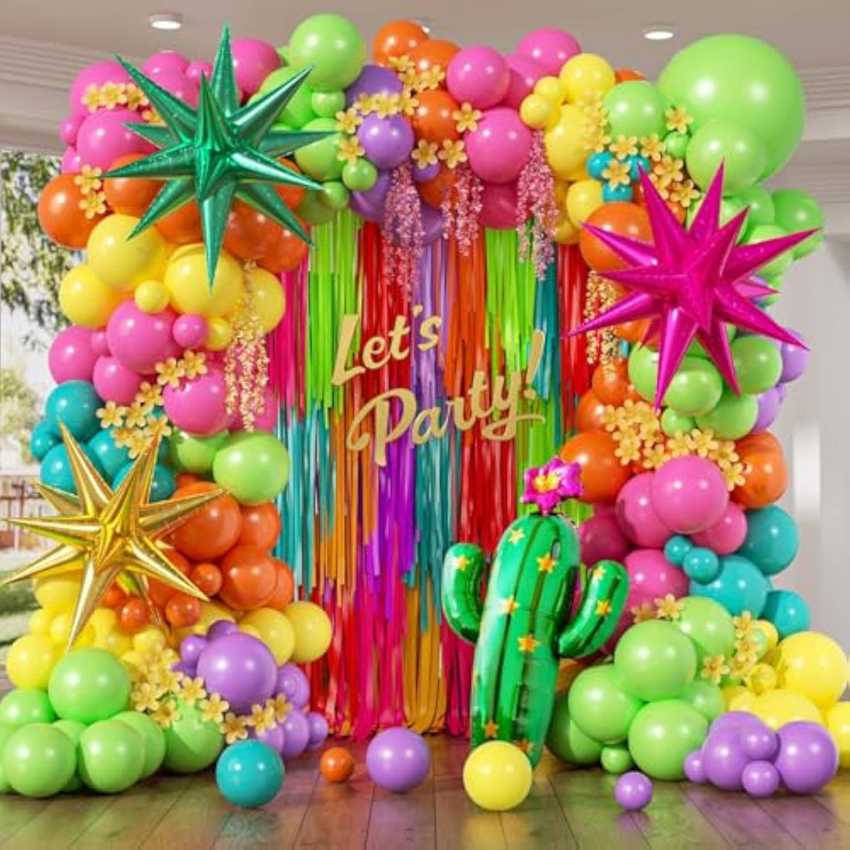 158Pcs Mexican Fiesta Balloon Garland - Colorful Party Arch Kit