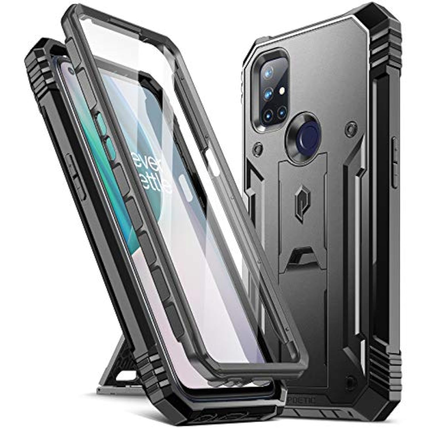 Revolution Series Case For Oneplus Nord N10 5G, Full-Body Rugged Dual-Layer Shockproof Protective Cover With Kickstand And Built-In-Screen Protector, Black