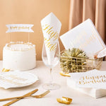 50Pcs Gold Happy Birthday Napkins - 3 Ply Disposable Paper Luncheon Napkin For Birthday Tableware Party Supplies - 6.5 X 6.5 In