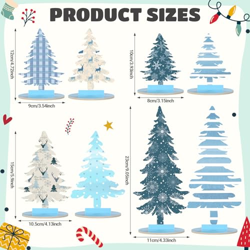 16 Pcs Merry Christmas Tree Centerpiece Buffalo Plaid Snowflake