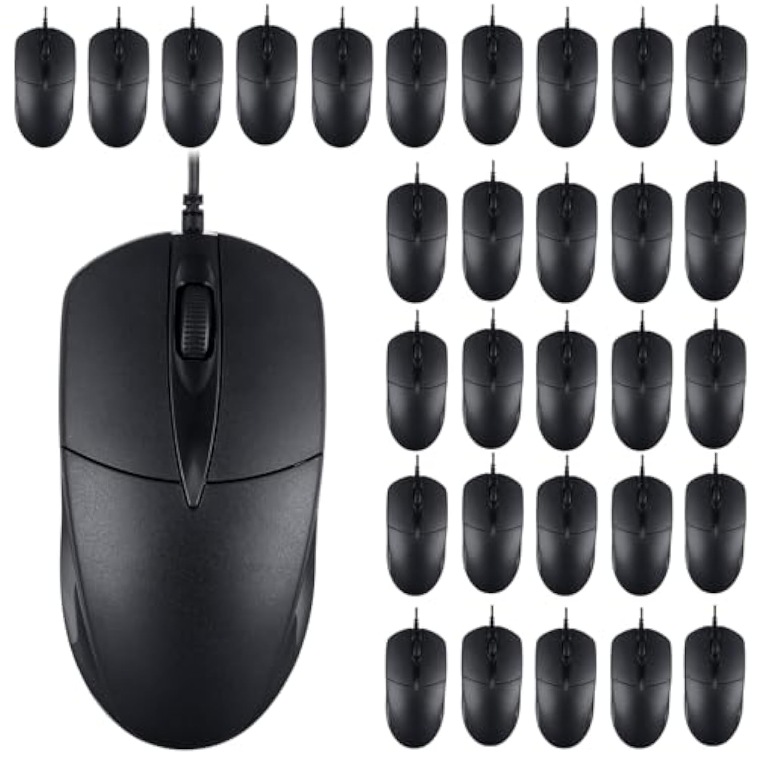 50 Pcs Black Wired Usb Computer Mouse Bulk 1000 Dpi 3 Button Corded Mouse With