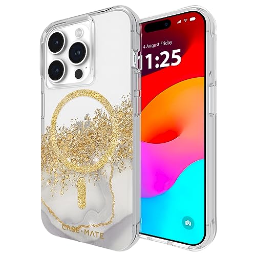 iPhone 15 Pro Case - Karat Marble [12ft Drop Protection] [Compatible with MagSafe] Magnetic Cover with Cute Bling Sparkle for iPhone 15 Pro 6.1",
