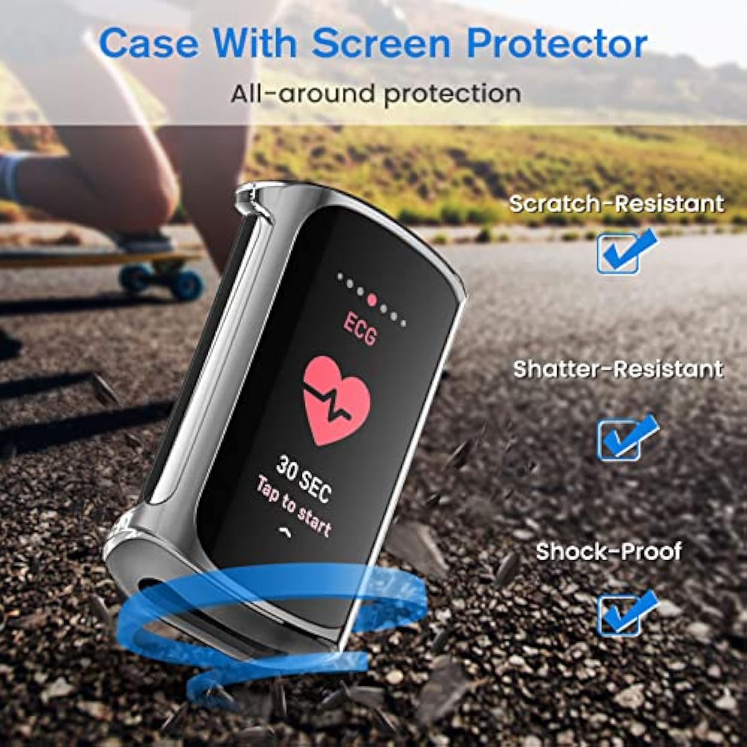 Fintie 4Pack Case Compatible With Fitbit Charge 6/5 (Not For Charge 4/3), Fullaround Screen Protector Tpu Case Cover Bumper Shell Accessories, Clear