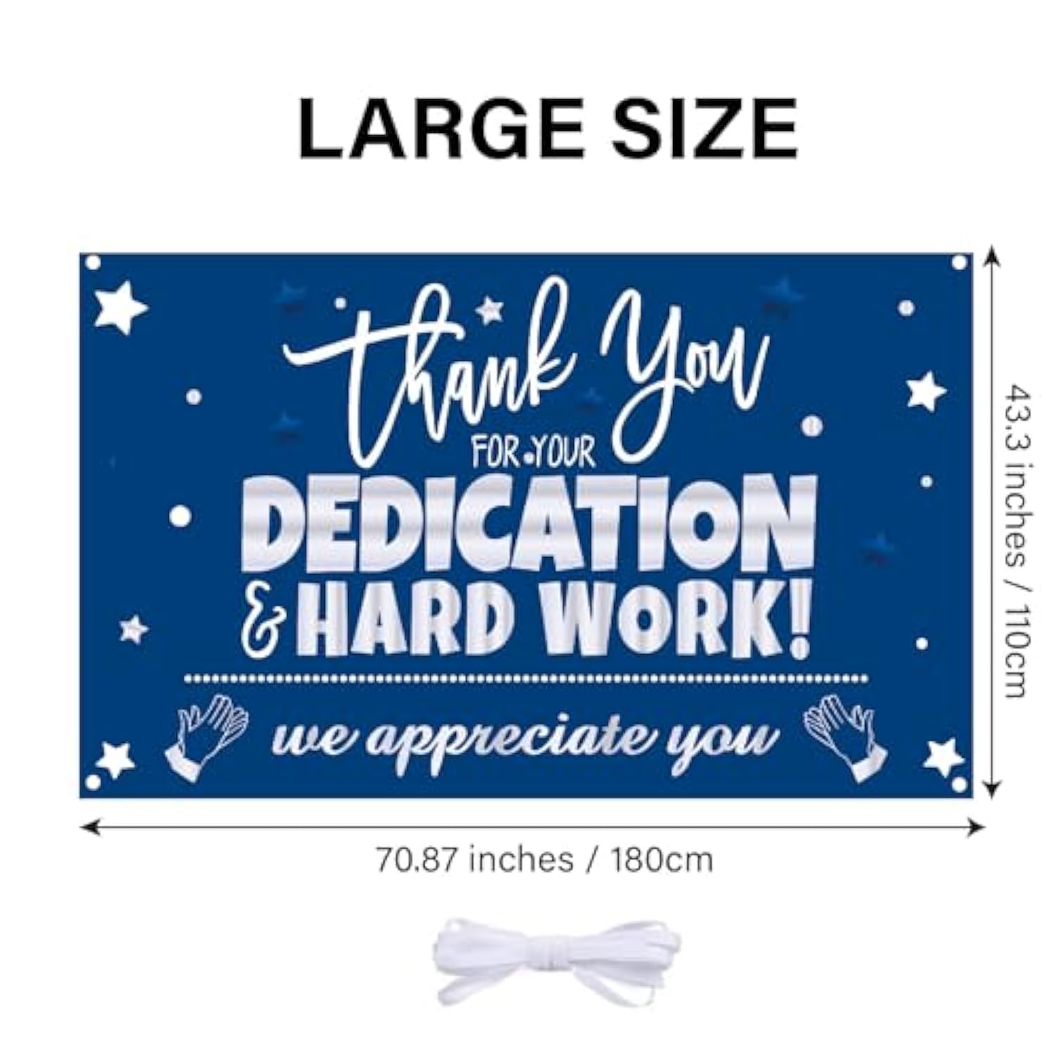 We Appreciate You Banner Decorations Thank You For All You Do Banner Backdrop For Teacher Employee Staff Doctors Nurse Poaster Boss Volunteer Appreciation Week Party Decor Supplies - Blue Silver