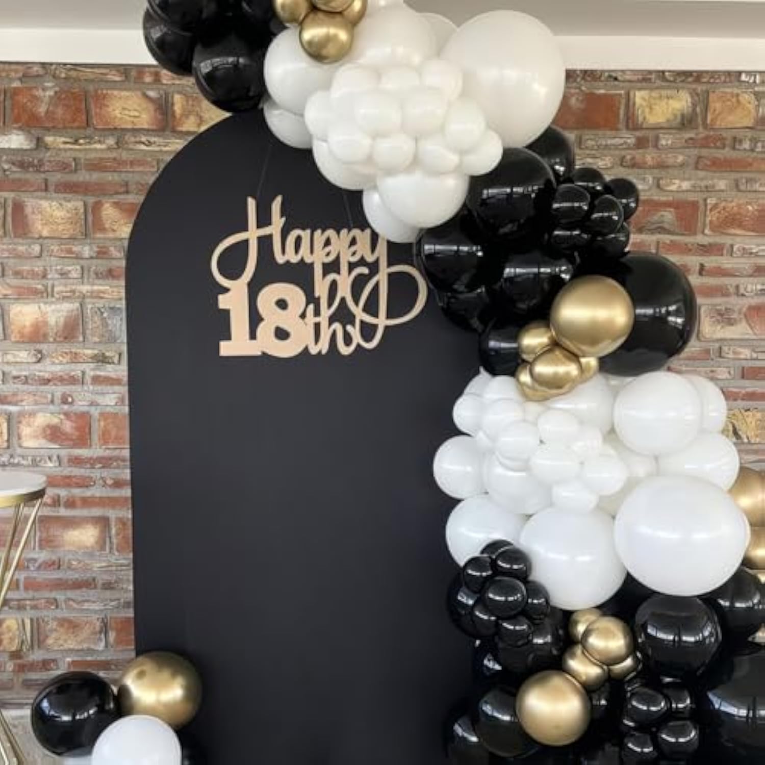 66pc Black, Gold & Pearl White Balloon Set Metallic & Confetti NYE Decor