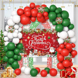 137Pcs Merry Christmas Party Decorations Christmas Balloon Garland Arch Kit Red Green Foil Fringe Curtain Xmas Balloons Decorations Xmas Birthday Backdrop Party Balloons Supplies