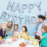 Pastel Blue Happy Birthday Balloons Banner, 16 Inch Mylar Foil Letters Balloon Sign For Birthday Party Decorations Photo Booth Backdrop