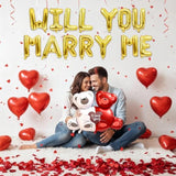 Will You Marry Me Balloons, Will You Marry Me Decorations Set With 1000 Red Rose, Will You Marry Me Sign I Love You Heart Shaped Balloons Kit For Valentines Day Wedding Proposal Anniversary