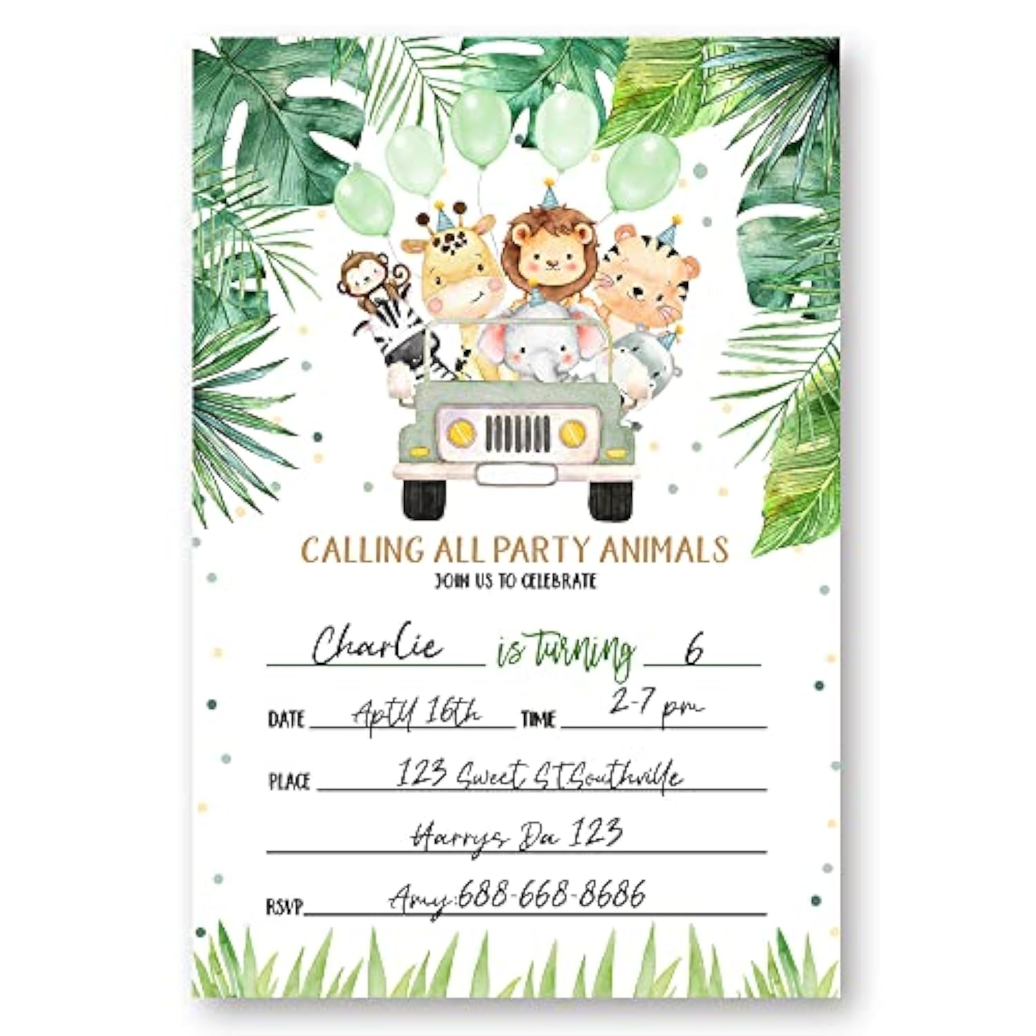 Party Animal Birthday Decorations, Jungle Animals Party Celebration, Animals Invitations For Kids Birthday. (070)