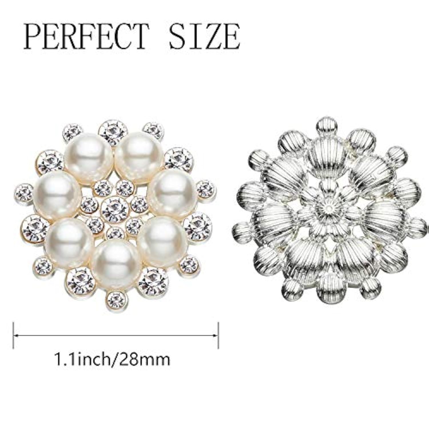 Pearl Rhinestone Flower Buttons Embellishments Craft Rhinestone Flatba