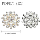 Pearl Rhinestone Flower Buttons Embellishments Craft Rhinestone Flatba