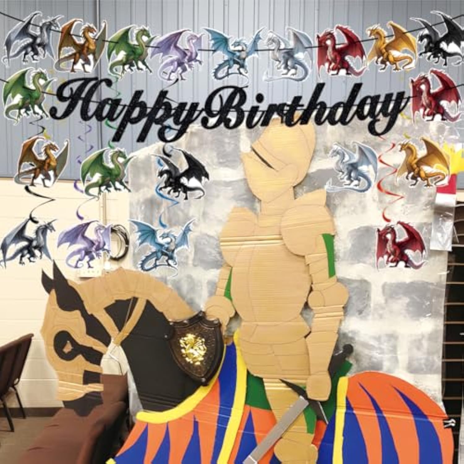 Pre-Assembled Dragon Birthday Party Decorations Dragon Themed Decor Dragon Party Favors Dragon Theme Birthday Decorations For Wall Door Window Ceiling Dragon Banners And Hanging Ceiling