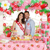 Strawberry Baby Shower Decorations, Berry Sweet Welcome Baby Party Supplies Girl Gender Reveal Party Decor, A Berry Sweet Girl Is On The Way Strawberry Backdrop Balloon Arch Box Kit