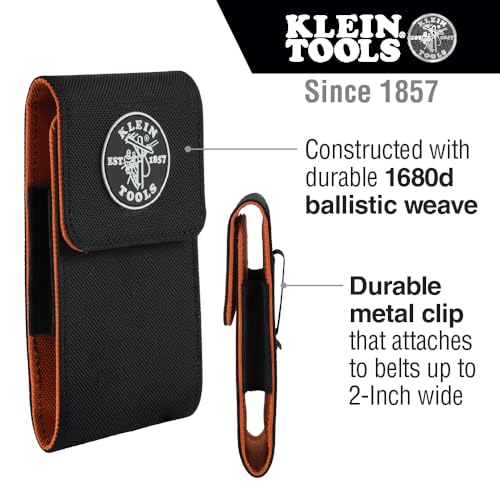 Klein Tools 55474 Phone Holder, XX-Large, Fits iPhone, Google, LG, Samsung Phones, With Magnetic Closure and Belt Clip