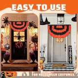 Halloween Bunting Flag 2x4ft Orange Black Stripes with Grommets Pleated Fan Banner Decor