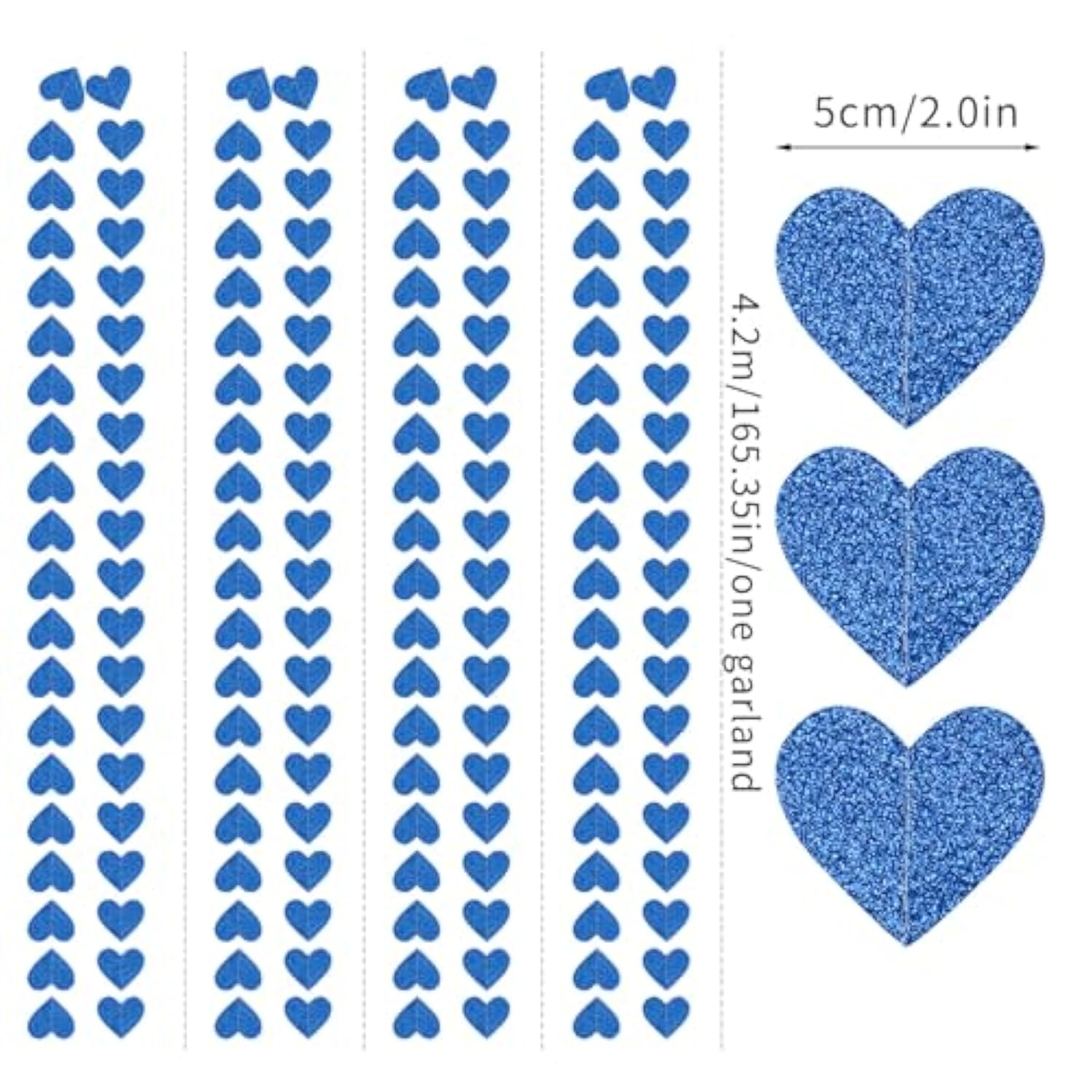Royal Blue Party-Decoration Heart Garland - 52Ft 21St Birthday Bachelorette Hanging Backdrop Streamers,Graduation Engagement Wedding Christmas Banner Decor Supplies