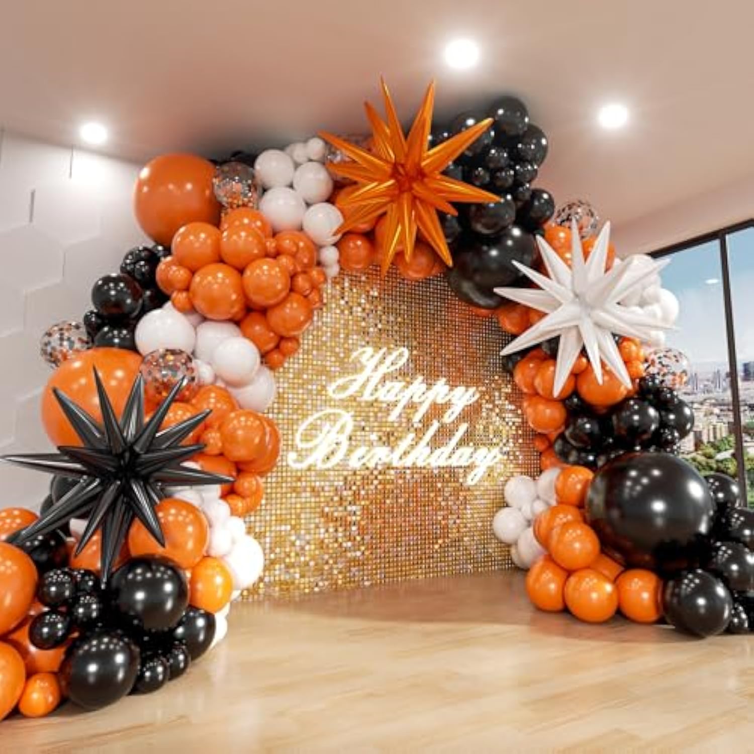 Black White Orange Balloon Arch Kit 140PCS Halloween Balloons for Birthday Thanksgiving Party Decor