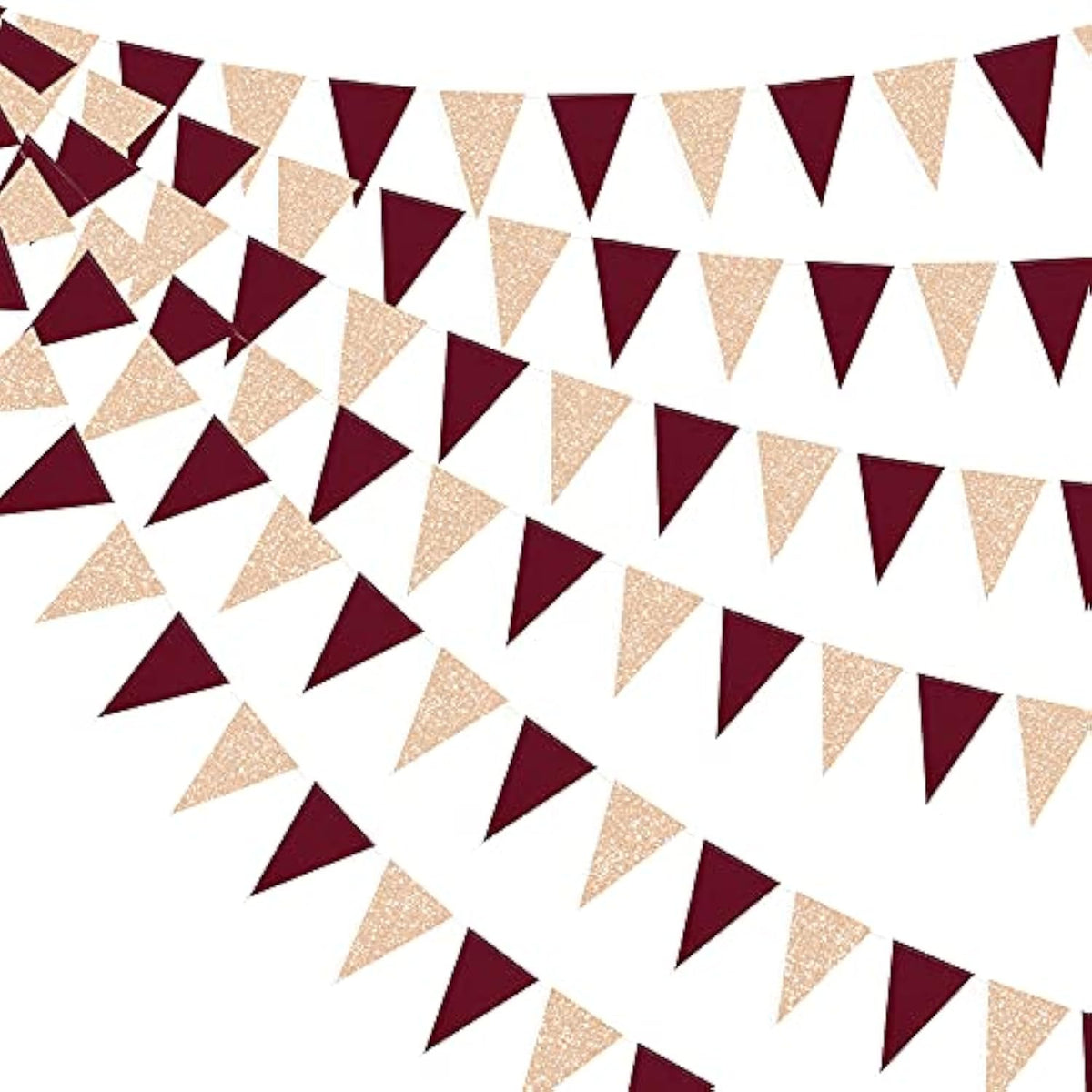 30 Ft Burgundy Party Decorations Champagne Gold Burgundy Triangle Bann