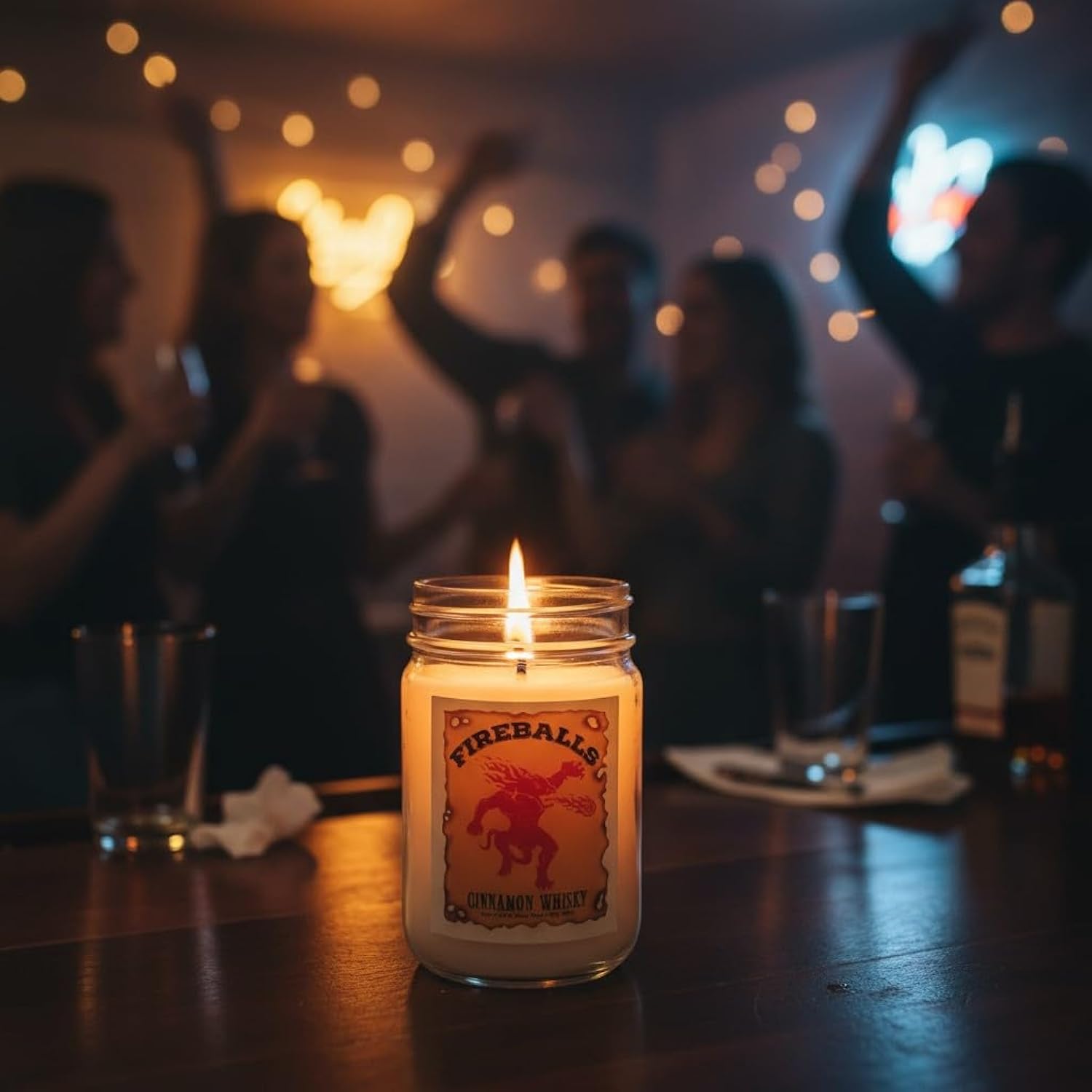 Fireballs Cinnamon Whisky Candle ~ A Candle With Nuts All Natural Premium Soy Wax ~ Red Hot Cinnamon Whiskey ~ Highly Scented (12Oz Jar)