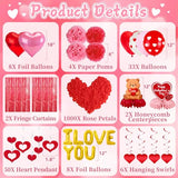 Valentines Day Decor Kit, Happy Anniversary Decorations with I Love You Balloons 1000Pcs Silk Red Rose Petals Romantic Heart Balloon for Wedding Anniversary Valentines Day Decorations