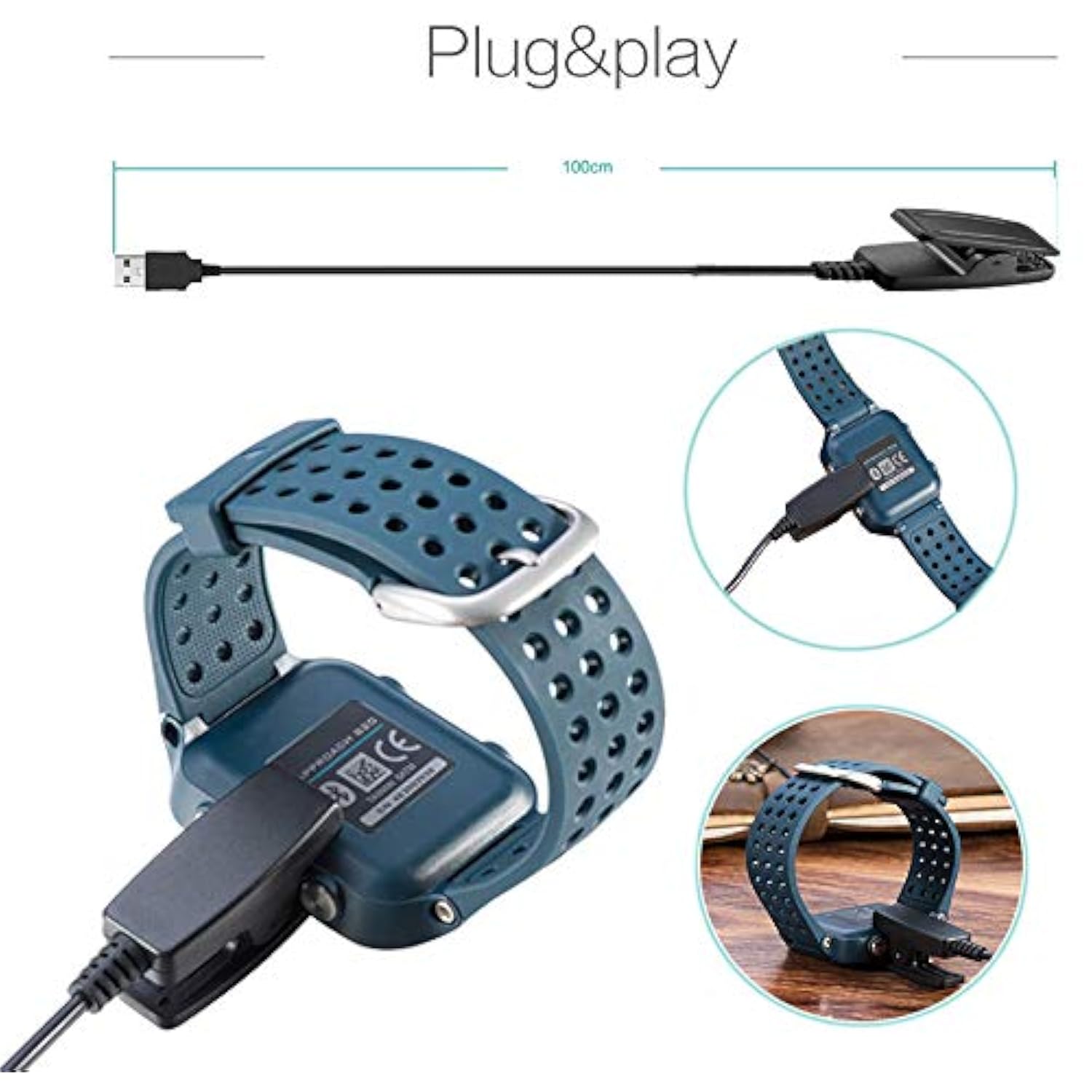 Charger For Garmin Lily 2/Vivomove Hr/Trend Charger Charging Cable Replacement Accessories Usb Charger Cable Adapter Quality Power Charging Cord For Forerunner 230 235 630 35 645 735Xt Watch