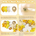 Yellow Gold Balloons Arch Garland Kit, Different Sizes 18 12 10 5 Inch Mustard Pastel Yellow White Latex Metallic Confetti Balloon For Sunflower Bee Baby Shower Birthday Party Decorations