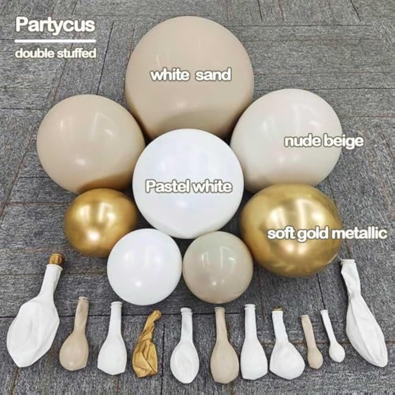 White Sand Gold Balloon Arch Double Stuffed Neutral Beige for Baby Shower Party