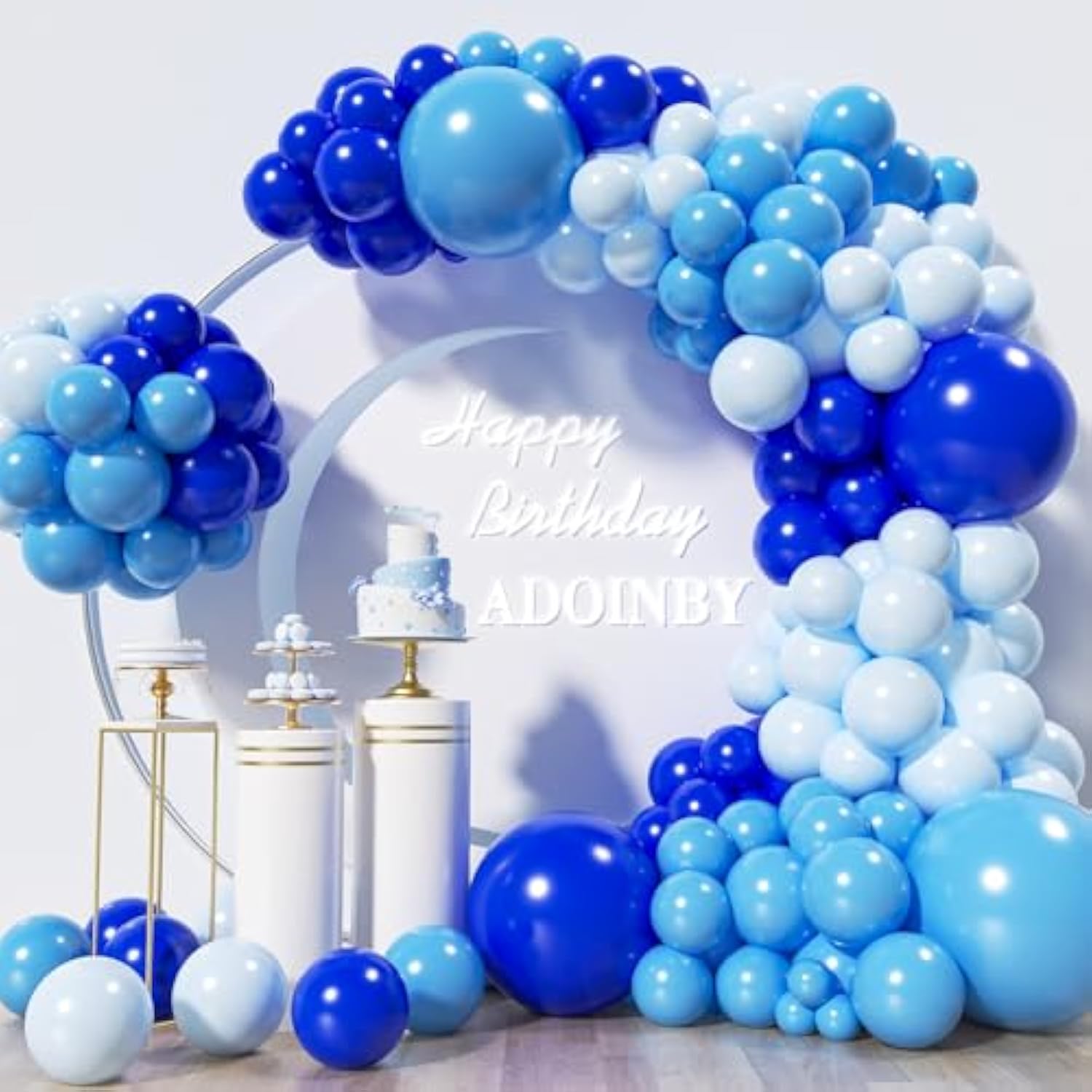 Blue Balloons Arch Kit, 139Pcs Macaron Blue Royal Blue Balloon Garland Kit, 18 12 10 5 Inch Different Size Balloons For Baby Shower Graduation Boys Birthday Ocean Themed Party Decorations