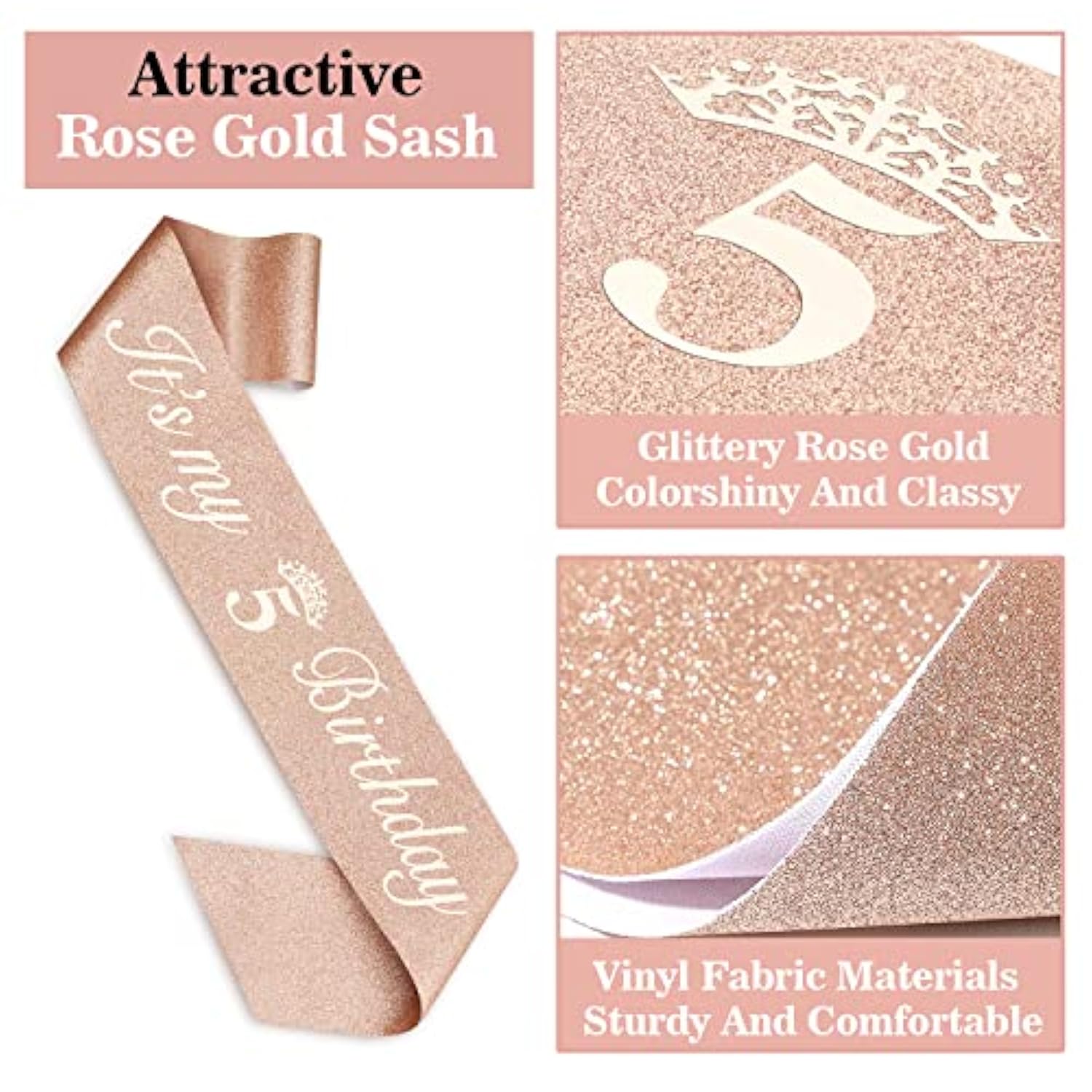 5Th Birthday Decorations For Girls, Including Sash, Crown/Tiara, Candles, Cake Topper, 5Th Birthday Gifts For Girls